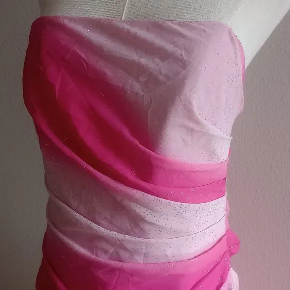 Y2K Pink Shimmery Ombre Fairy Prom Dress - Picture 3 of 5